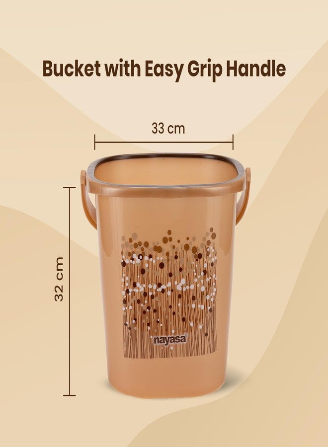 Nayasa Square Ring Funk Plastic Bucket Set for Bathroom | Bucket and Mug (18 Liters & 1.5 Liters) | Bathroom Set of 2 | Bathroom Accessories Set | Bathroom Bucket Set | Brown - Image 3